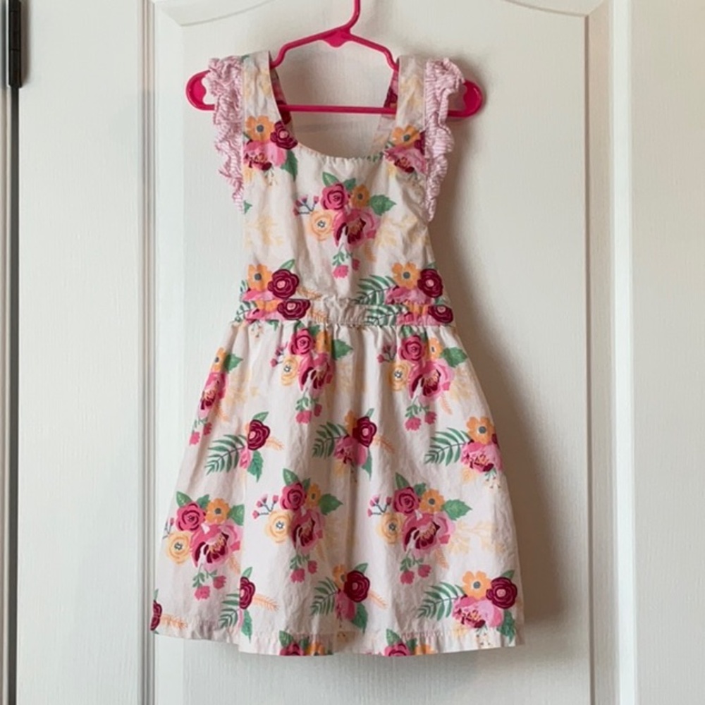 Ruffle Butts Girls Size 4T Floral Pinafore Dress